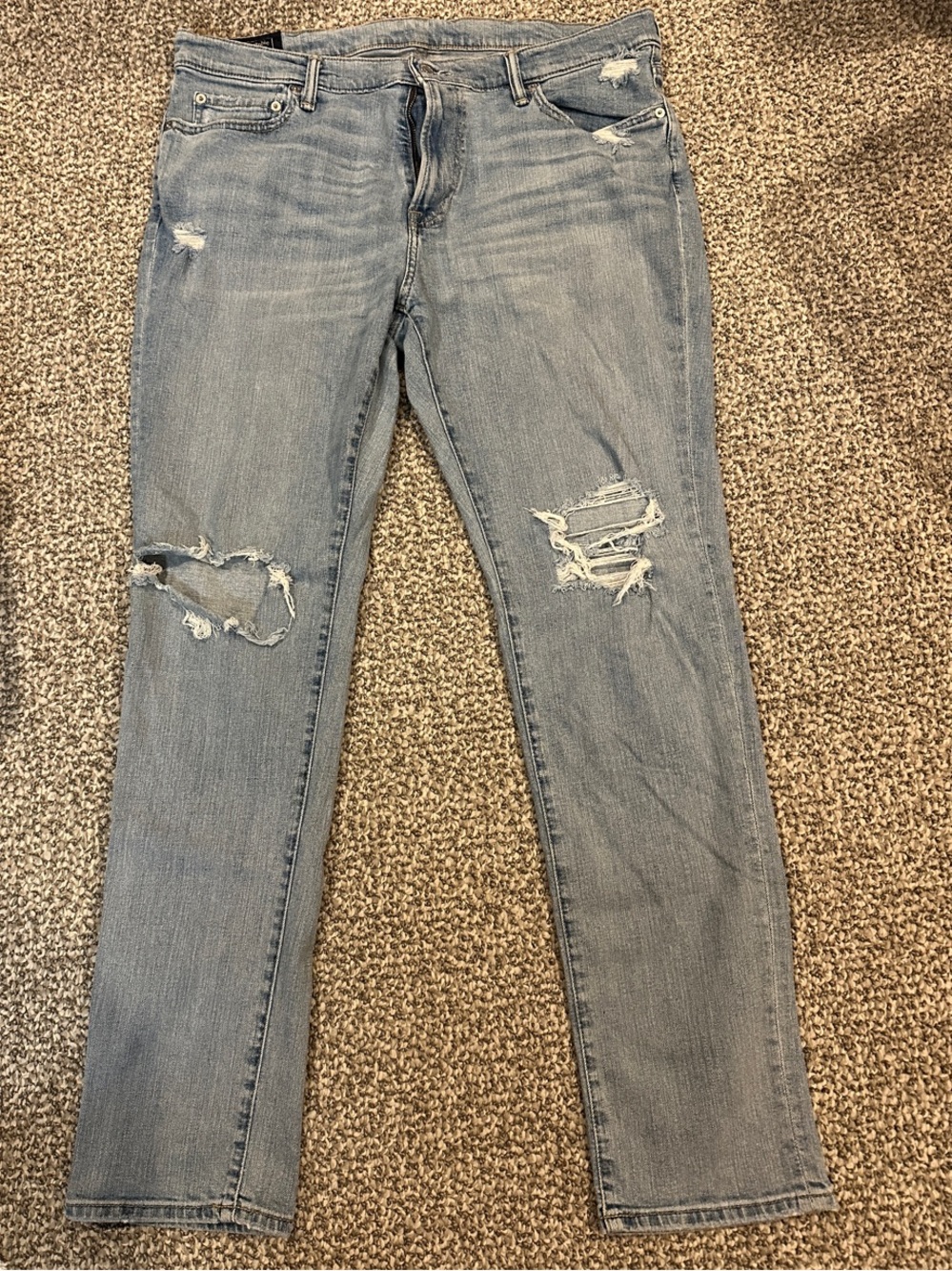 A&F- Light Blue Distressed Men’s Jeans